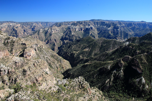 Mountainous landscapes of Copper Canyons, panoramic view, Chihuahua, Mexico