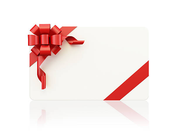 istock White Gift Card with Red Bow Tie on White Background 618210804