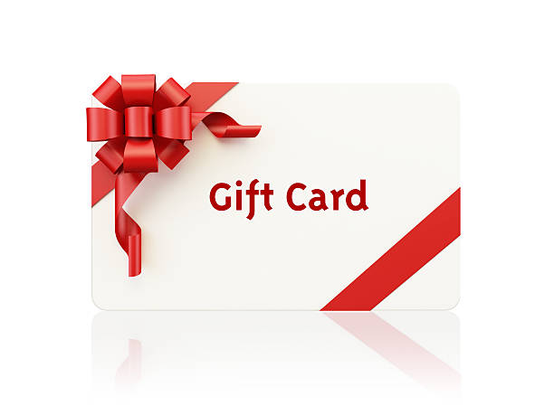 istock White Gift Card with Red Bow Tie on White Background 618210820