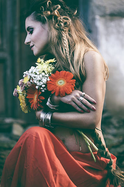 Beautiful woman with flowers