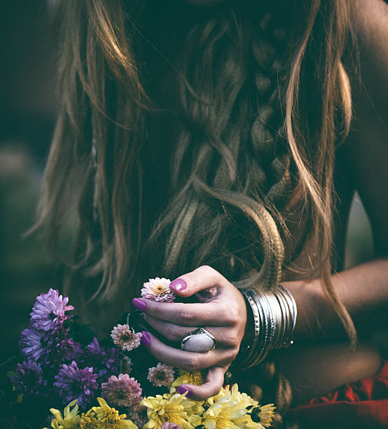 istock Beautiful woman with flowers 618213366