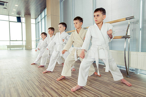 istock young, beautiful, successful multi ethical kids in karate positi 618213420