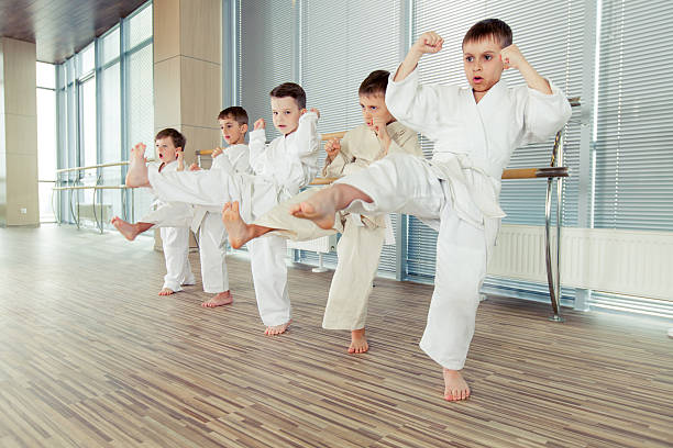 istock young, beautiful, successful multi ethical kids in karate positi 618213520