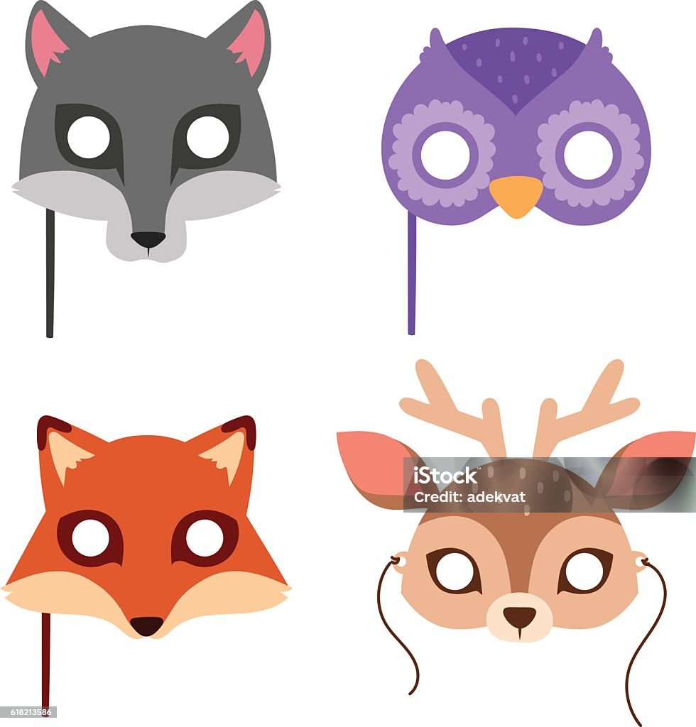 Cartoon Animal Party Mask Vector Stock Illustration - Download Image Now -  Protective Face Mask, 2017, Animal - iStock