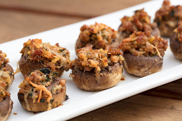 istock Baked Stuffed Mushrooms with Melted Cheese 618213644
