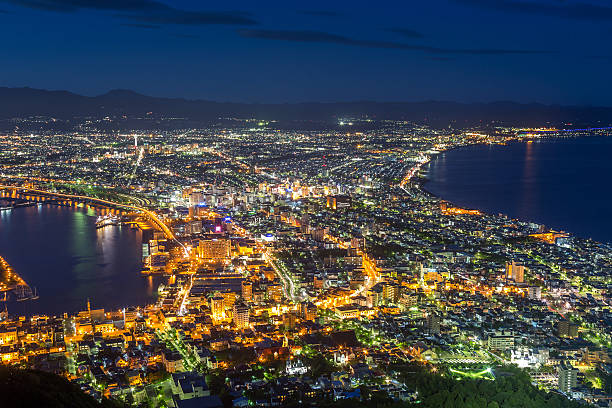 istock Hakodate City view from Mountain Hakodate, winter season, Hokkai 618214072