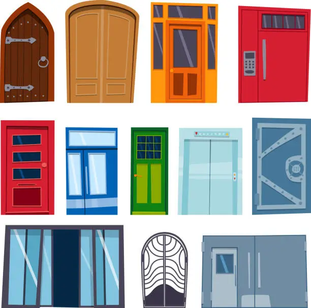 Vector illustration of Doors isolated vector illustration.