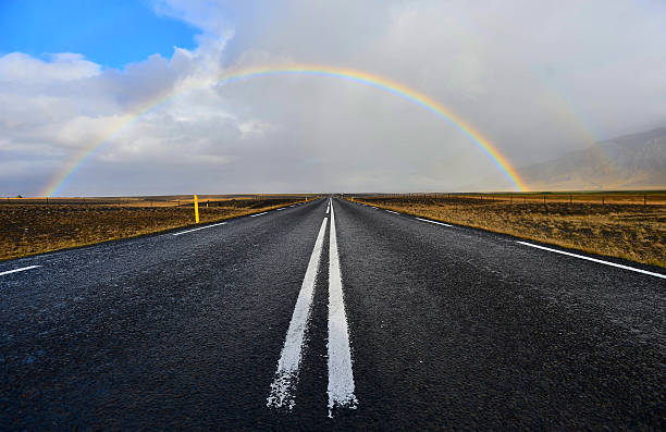 istock The road passes through the picturesque landscape 618216762