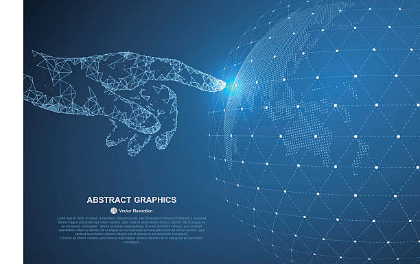 illustrazioni stock, clip art, cartoni animati e icone di tendenza di toccare il futuro. - social issues globe communication world map