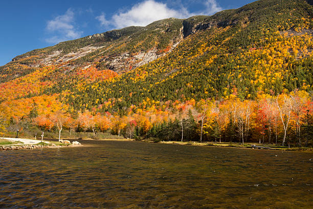 istock Brilliant fall foliage at Saco Lake in the White Mountains. 618225080