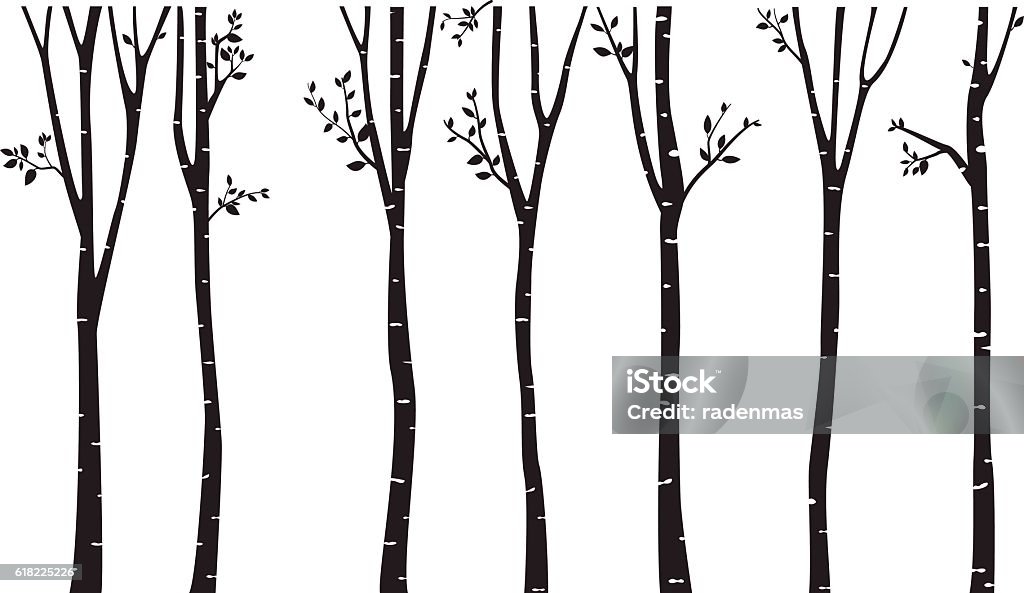 Arrière-plan silhouette de bouleau - clipart vectoriel de Arbre libre de droits