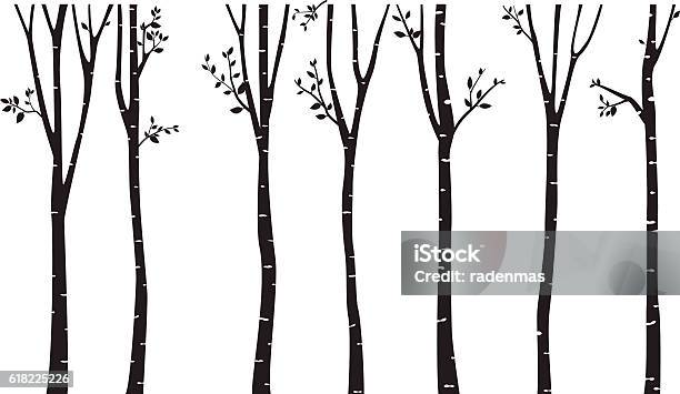 Arrièreplan Silhouette De Bouleau Vecteurs libres de droits et plus d'images vectorielles de Arbre - Arbre, Silhouette - Contre-jour, Bois