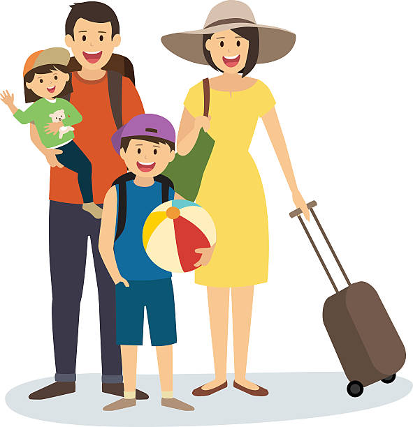 istock Happy Family on Summer Vacation with Suitcase 618226138