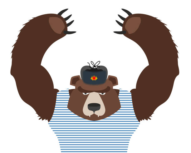 Bear Patriot Of Russia Raised Paws Up Russian National Animal Stock  Illustration - Download Image Now - iStock