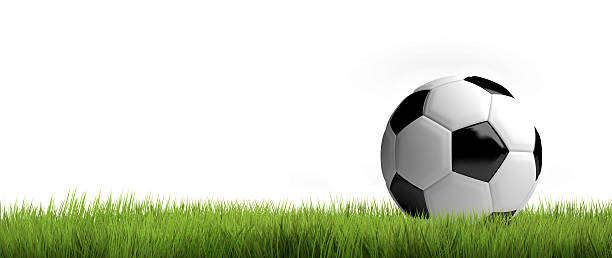 ball football soccer green grass 3d render stock photo