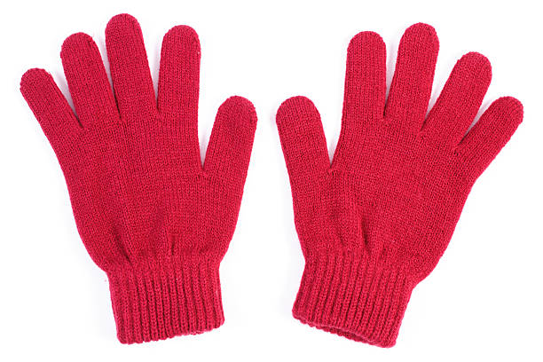 paar woolen handschuhe für frauen auf weißem hintergrund - glove nobody colors wool stock-fotos und bilder