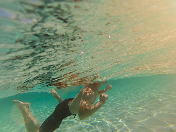 istock man swimming in clear caribbean sea 618317248