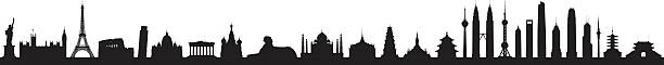 world skyline (все здания детализированы и поместны) - skyline earth silhouette city stock illustrations