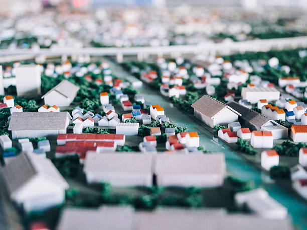 建築モデル 都市計画 チルトシフトブラー効果 - 小さな像 ストックフォトと画像