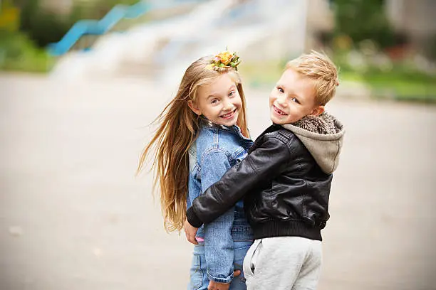 Photo of Portrait of a happy children - boy and girl