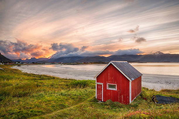 istock Sunset at Ramberg Beach, Lofoten, Norway 618326984