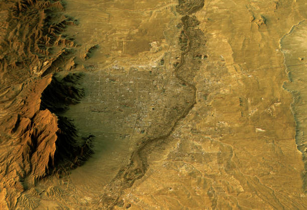 istock Albuquerque 3D Landscape View North-South Natural Color 618329474