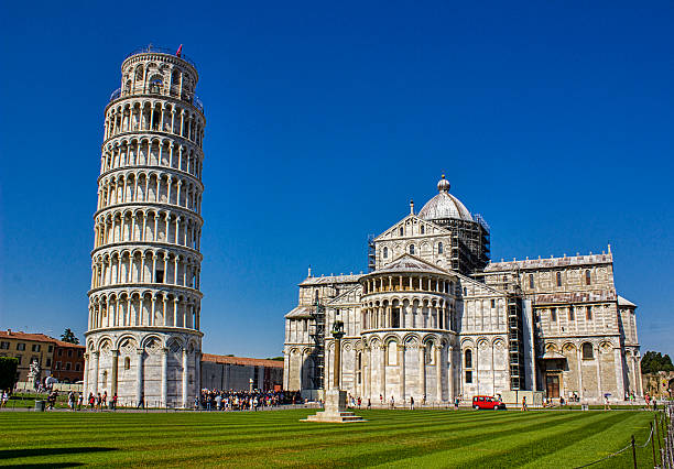 The Leaning Tower of Pisa in Italy The Leaning Tower of Pisa -Torre pendente di Pisa-  It is located in Piazza dei Miracoli. It's also third oldest built structure in Pisa's Piazza dei Miracoli after Cathedral and the Baptistery. Horizontal composition. Front view. pisa stock pictures, royalty-free photos & images