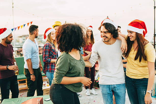 istock Christmas party on the roof 618333444