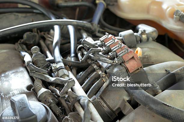 Lpg Car Injectors In Old Car Engine Need To Service Stock Photo - Download Image Now