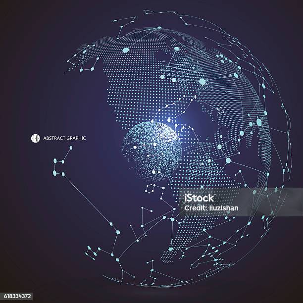 World Map Point Line Composition Representing The Global Stock Illustration - Download Image Now