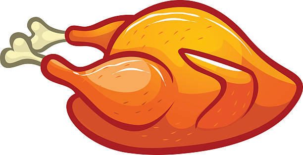 illustrazioni stock, clip art, cartoni animati e icone di tendenza di icona appetitosa del pasto al tacchino fritto del ringraziamento. illustrazione vettoriale - christmas dinner food turkey