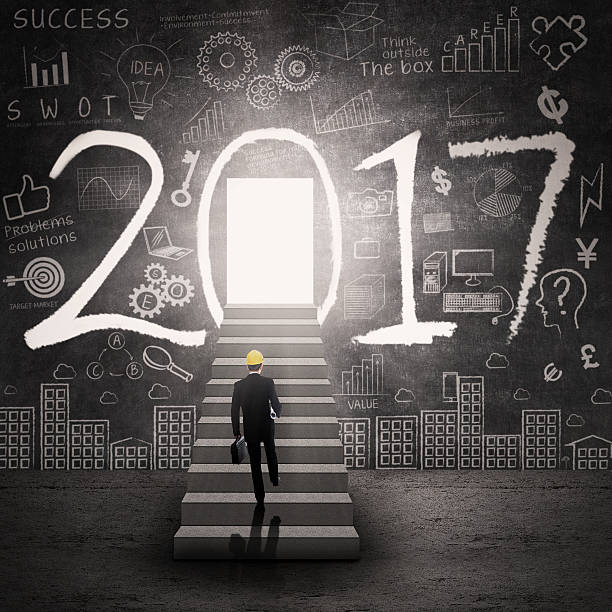 istock Architect stepping to door and number 2017 618336640