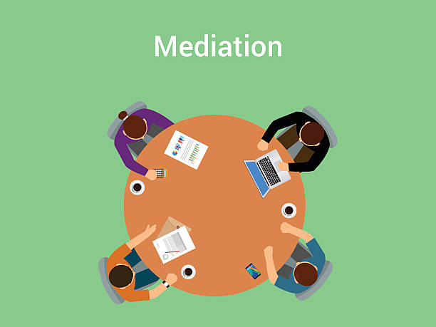 중재 자 팀 또는 중재자를 가진 사람 중재 일러스트 개념 - mediation stock illustrations