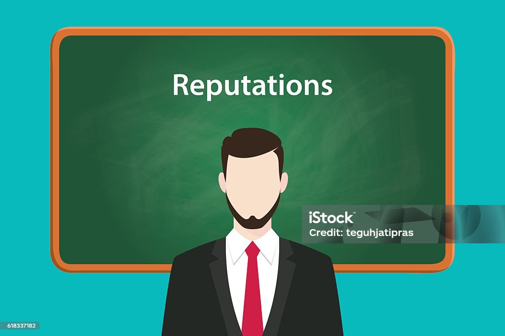 Reputation Ajective Drawing Reputations Illustration Concept With Business Man Standing On Front Of ...
