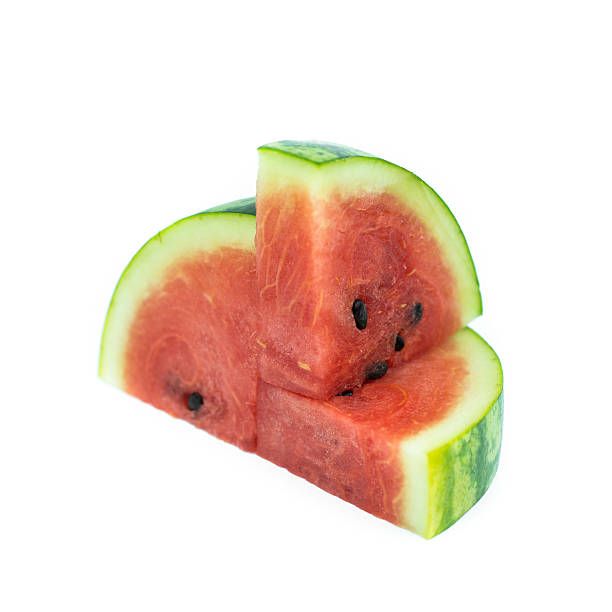 istock Slices of watermelon isolated on white background 618339926