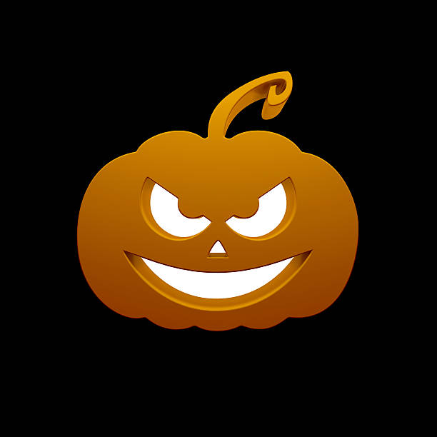 istock Halloween Pumpkin Icons Orange on Black Background 618340352