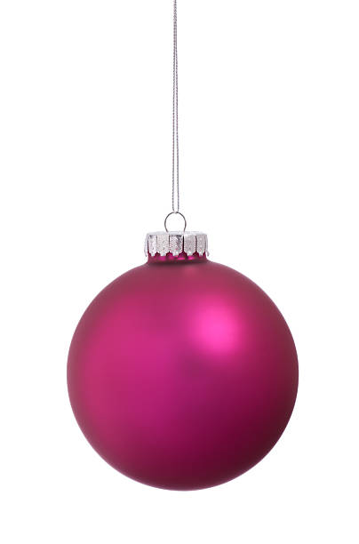 enfeite de natal bauble rosa isolado no fundo branco - pink christmas christmas ornament sphere - fotografias e filmes do acervo