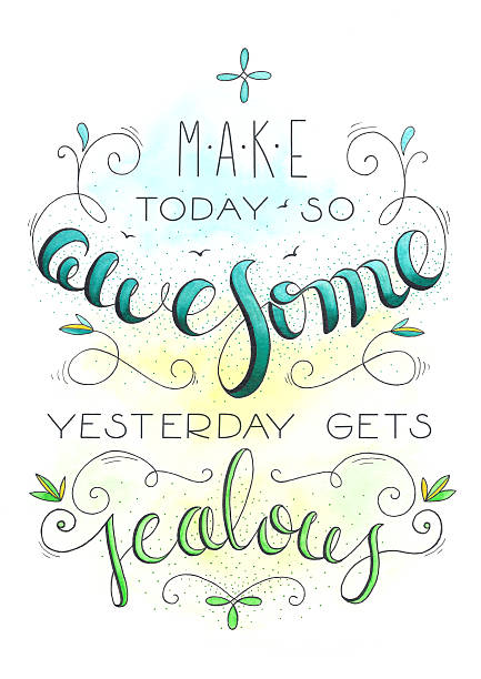 Awesome day hand drawn motivation quote