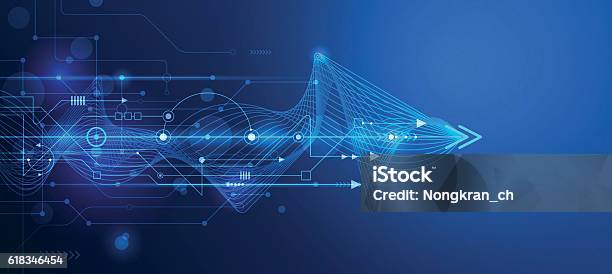Vector Abstract Futuristic Circuit Board And Mesh Line Stock Illustration - Download Image Now
