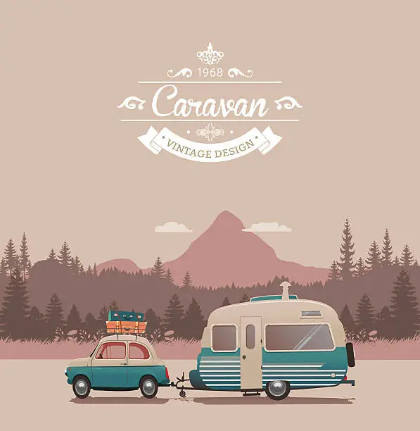 Vector illustration of Caravan vintage