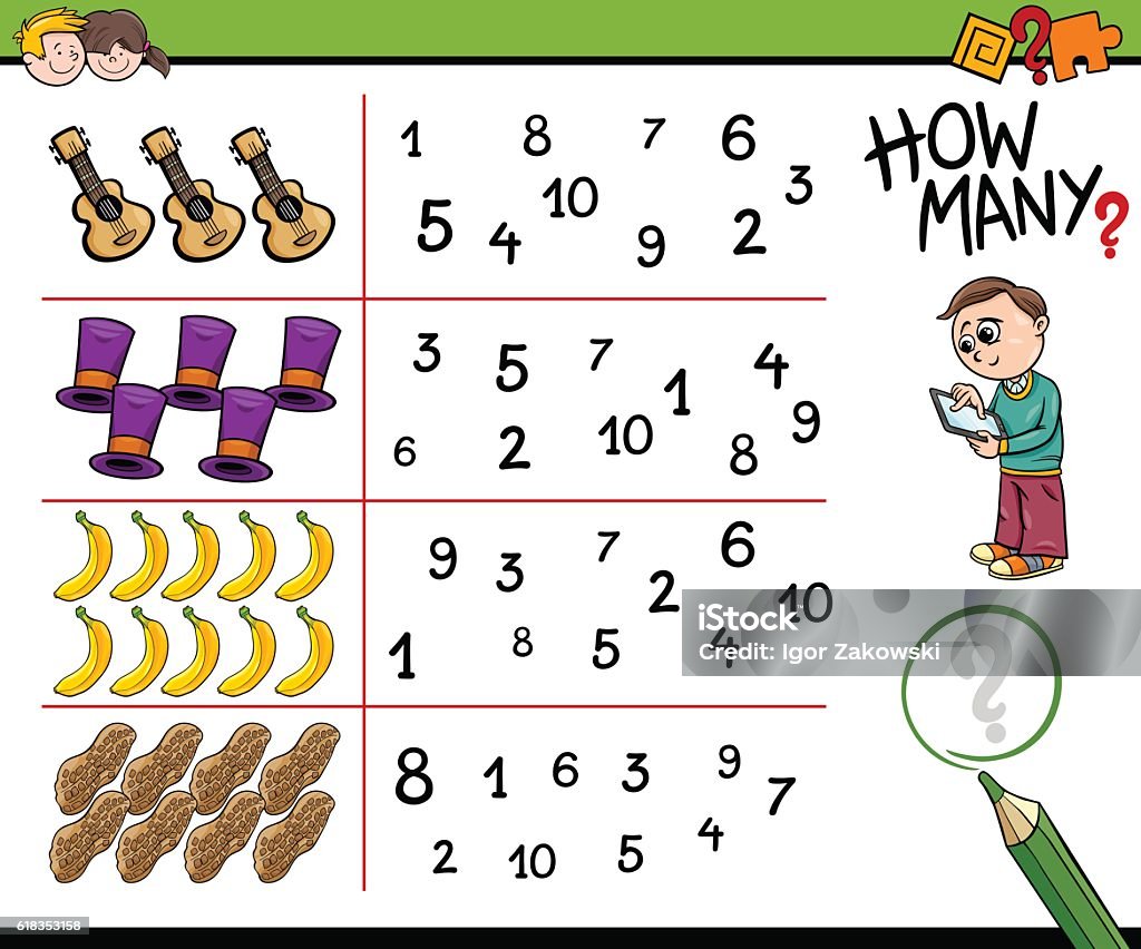 Counting Graphics Educational Counting Activity For Kids Stock Illustration - Download ...