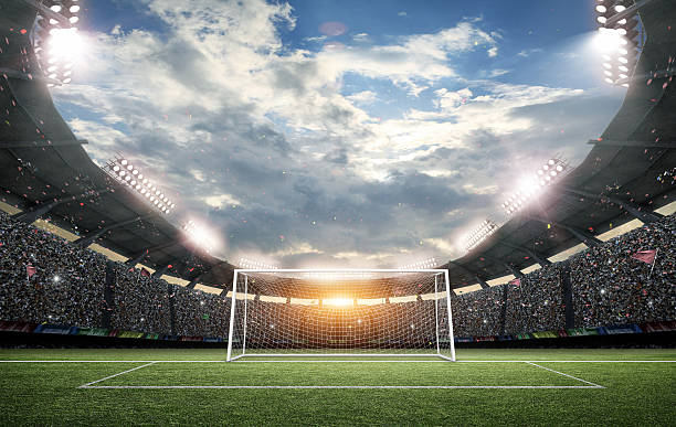 istock The imaginary soccer stadium and goalpost, 3d rendering 618354082