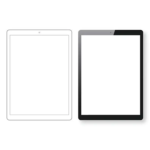 Vector illustration of Tablet Pc template and Digital Tablet outline isolated white background