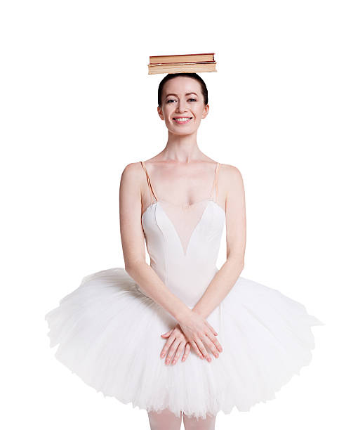 ballerina training ballett haltung isoliert auf weißem hintergrund - ballet dress studio shot costume stock-fotos und bilder