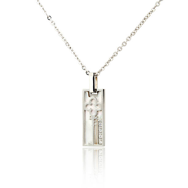 istock Silver fashion pendant isolated on white 618359332