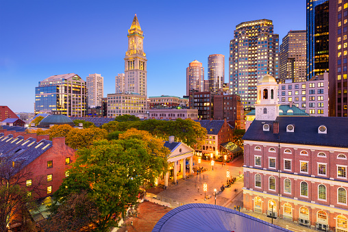 Boston, Massachusetts, USA downtown cityscape.