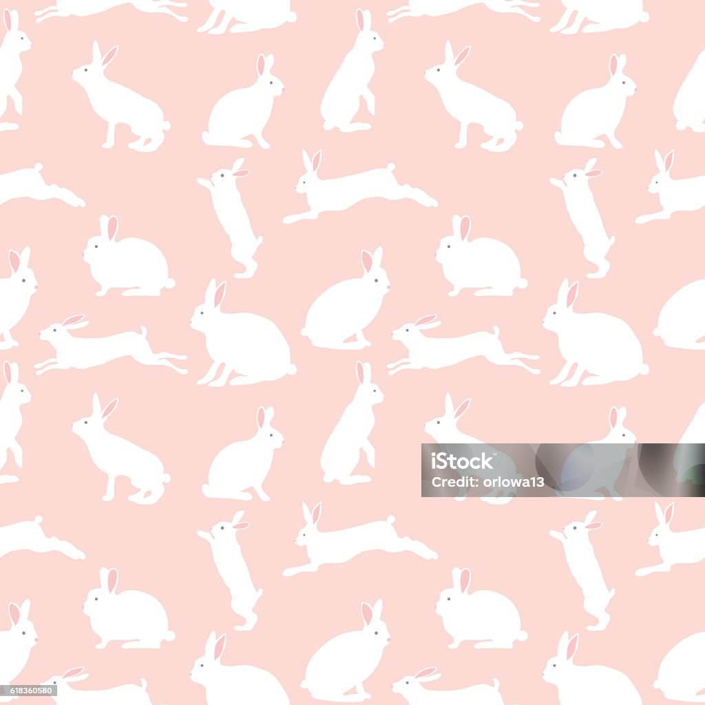 White Rabbit Patterns Pink Background Cute Rabbit Illustration Seamless Pattern On Pink Background Stock ...