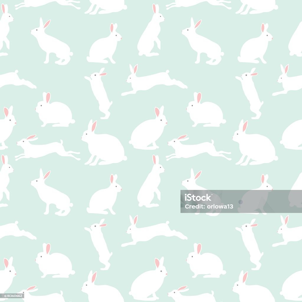 Rabbit Pattern Blue Cute Rabbit Illustration Seamless Pattern On Blue Background Stock ...