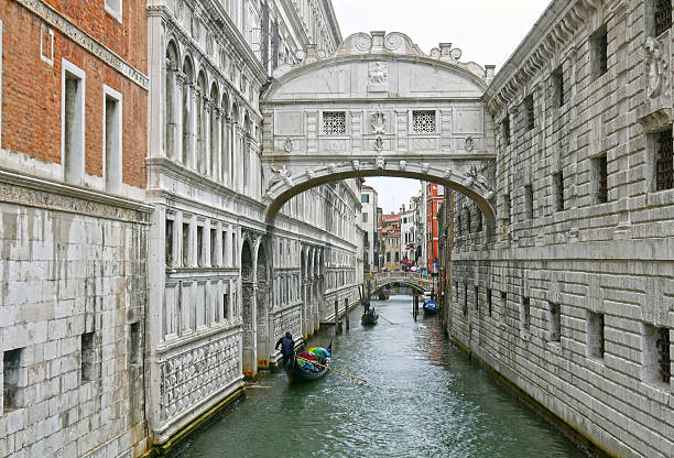 Venice, Italy - February 11, 2023: Bridge of Sighs in Venice, Italy