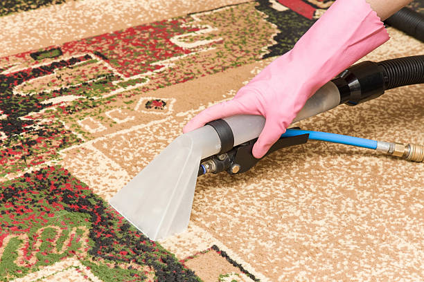 istock Carpets chemical cleaning with professionally extraction method. Early spring cleaning. 618419826